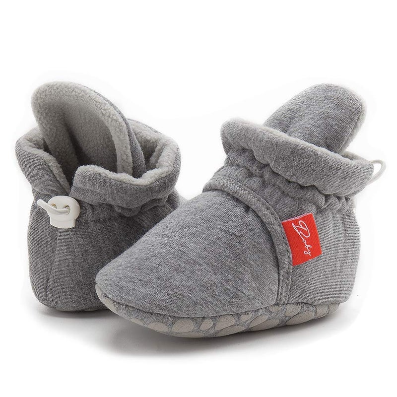 Babelvit Newborn Baby Boy Girl Soft Fleece Booties Stay On Infant Slippers Socks Shoe Non Skid Gripper Toddler First Walkers Winter Ankle Crib Shoes - Image 1
